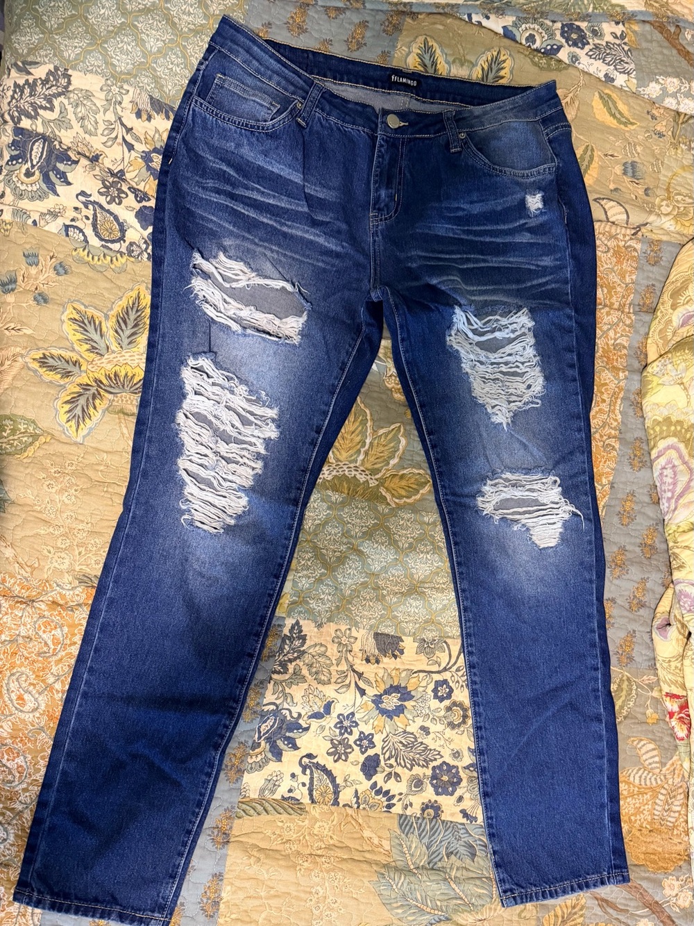 Distressed Dark Blue Women’s Jeans
